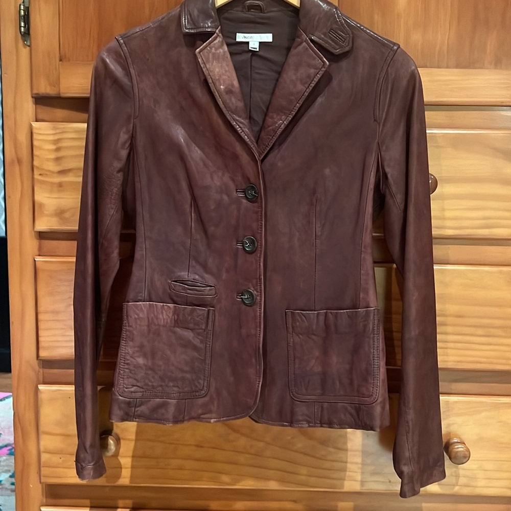 Vince Brown Leather Blazer